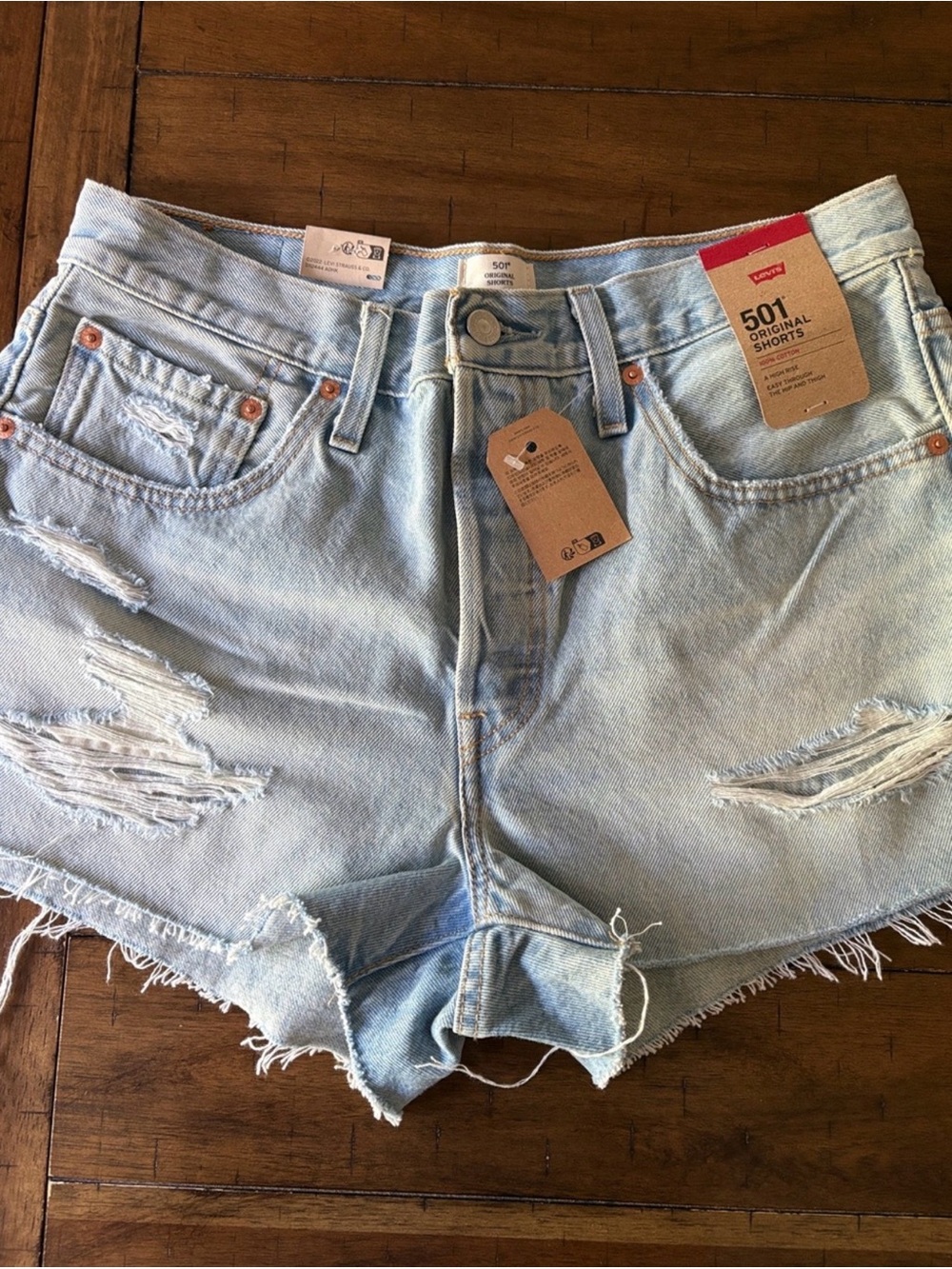 Levi's Light Blue Distressed 501 Women's Denim Shorts